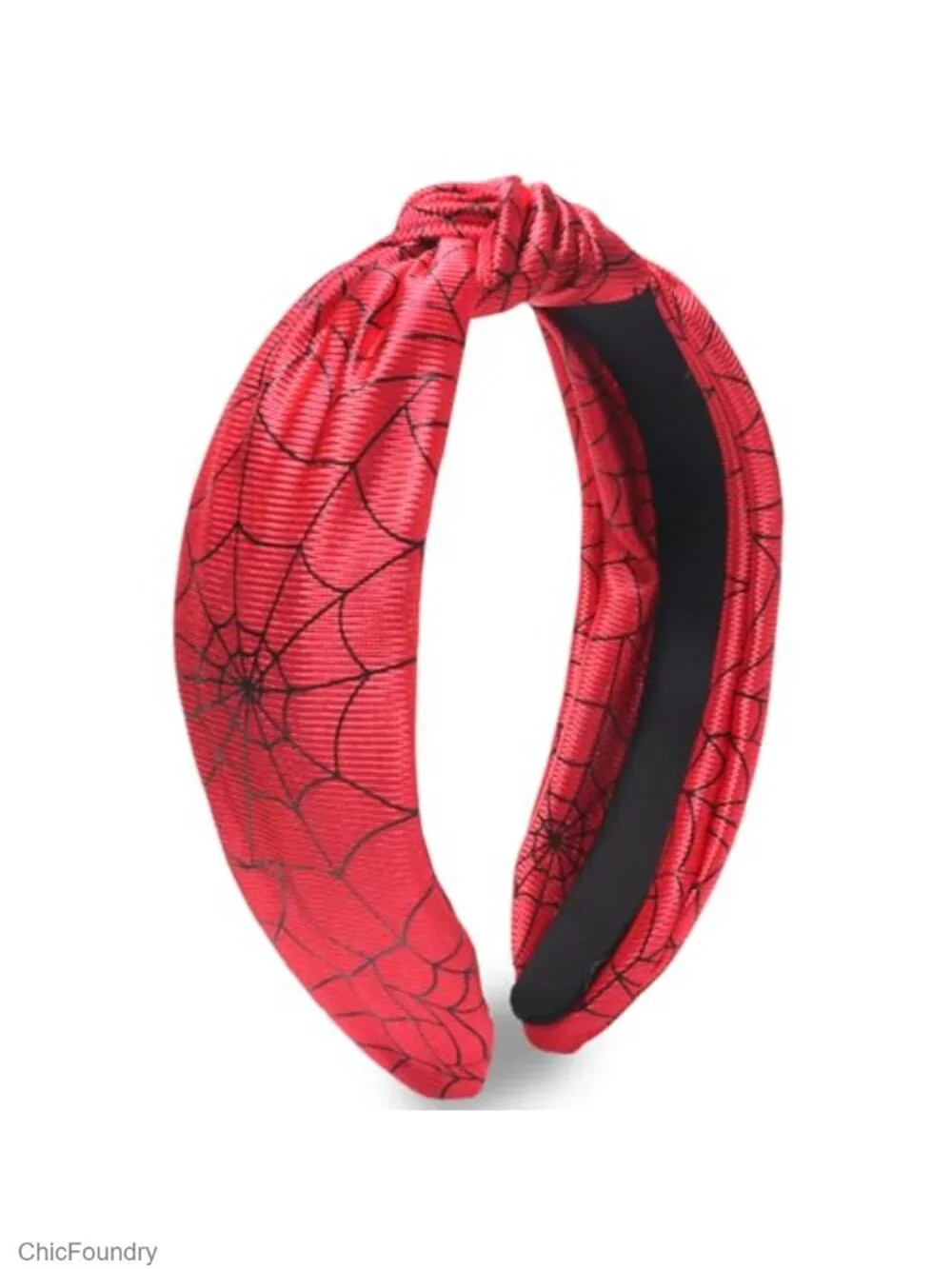 Halloween Spider Web Headband Women Wide Top Knot Hair Accessory Costume Party